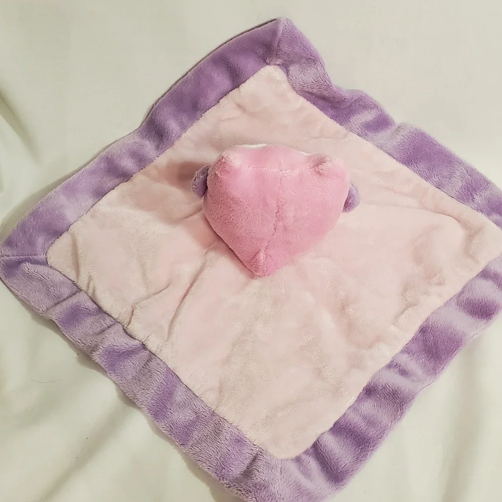 BananaFish Studio Pink Purple Owl Baby Lovey Velour Soft Security Blanket - Picture 6 of 16